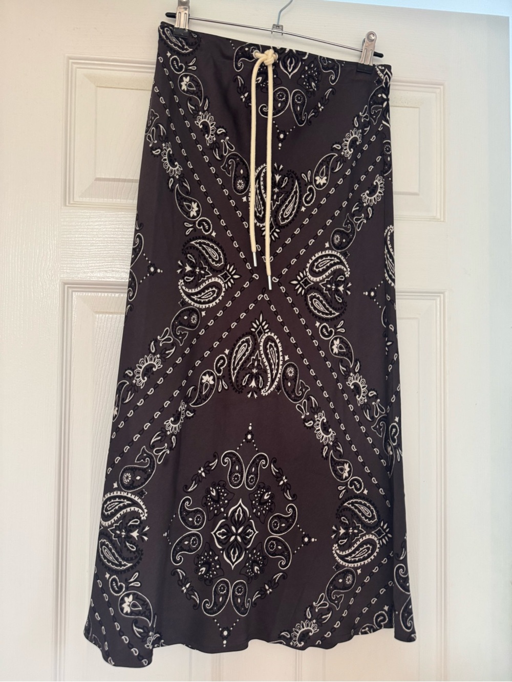 Madewell Black Bandana Print Drawstring Maxi Skirt